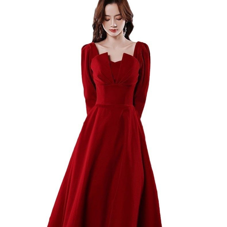 Burgundy Evening Dress For Women Petite Wedding & Engagement Gown - Image 3