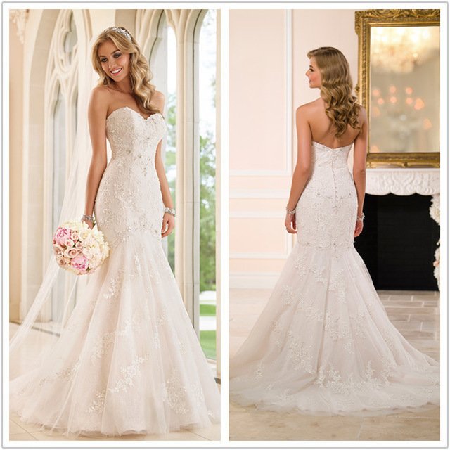 Trailing wedding dress tube top lace - Image 5