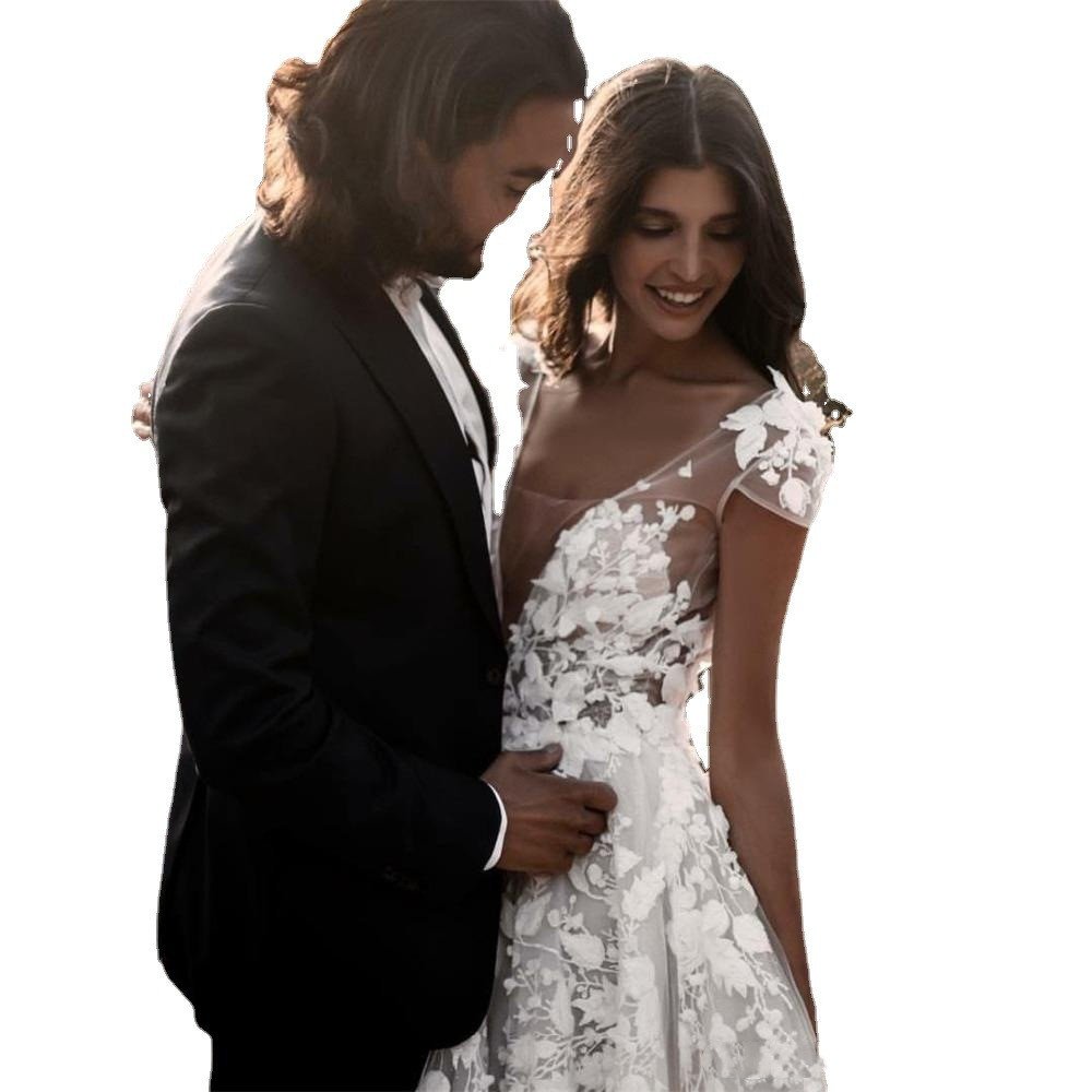 Women's White Lace Wedding Dress - Image 2