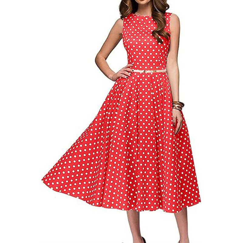 Women's Vintage Polka Dot Cocktail Party Dress - Image 8