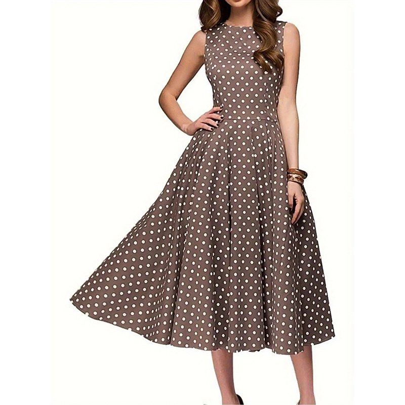Women's Vintage Polka Dot Cocktail Party Dress - Image 6