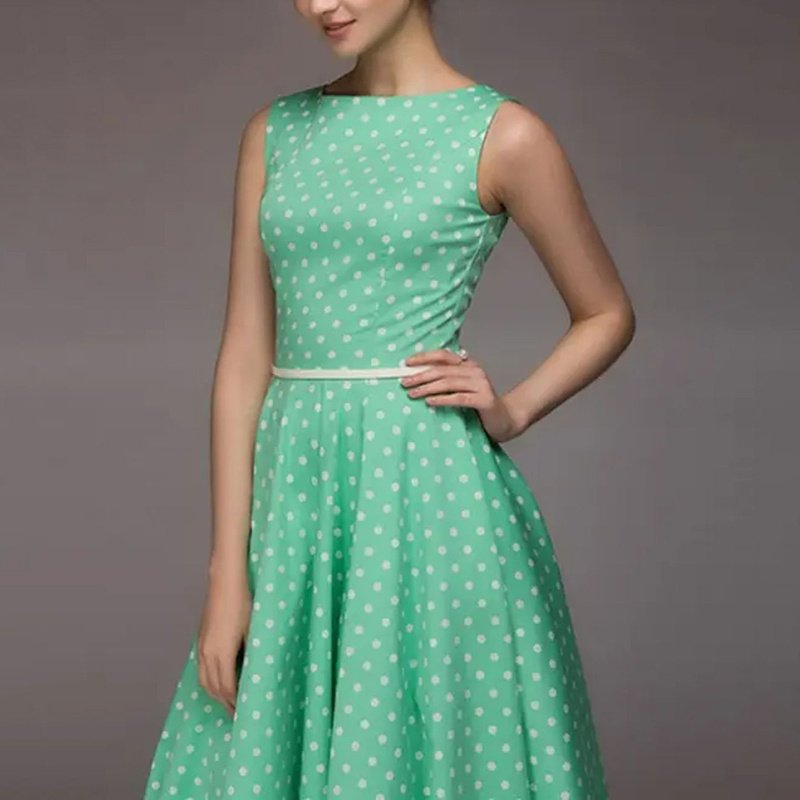Women's Vintage Polka Dot Cocktail Party Dress - Image 2