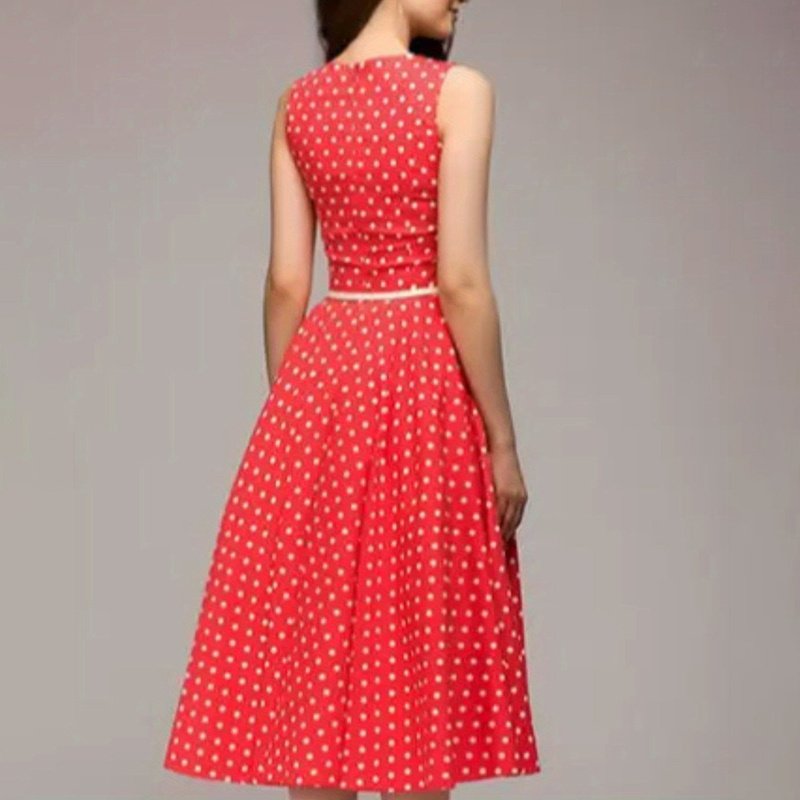 Women's Vintage Polka Dot Cocktail Party Dress - Image 9