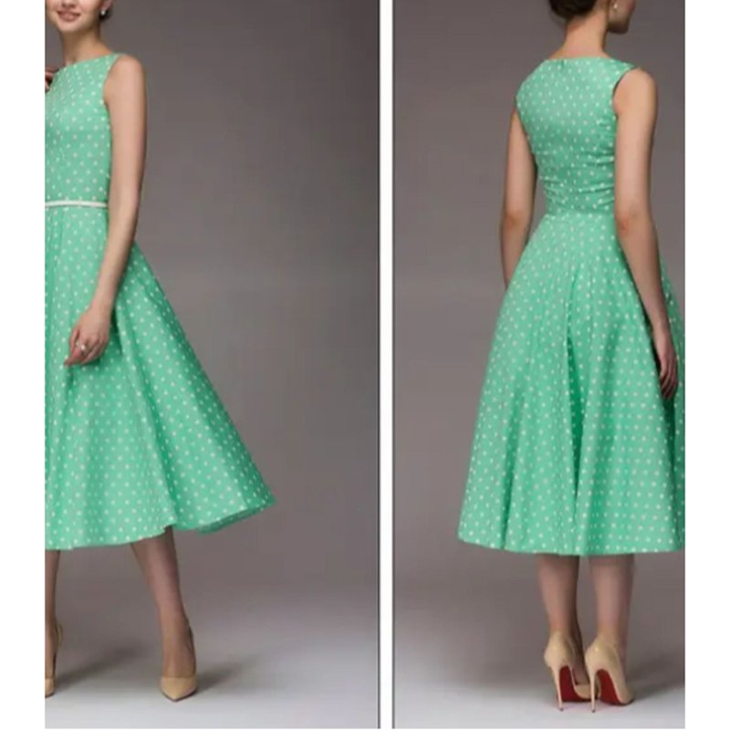 Women's Vintage Polka Dot Cocktail Party Dress - Image 7