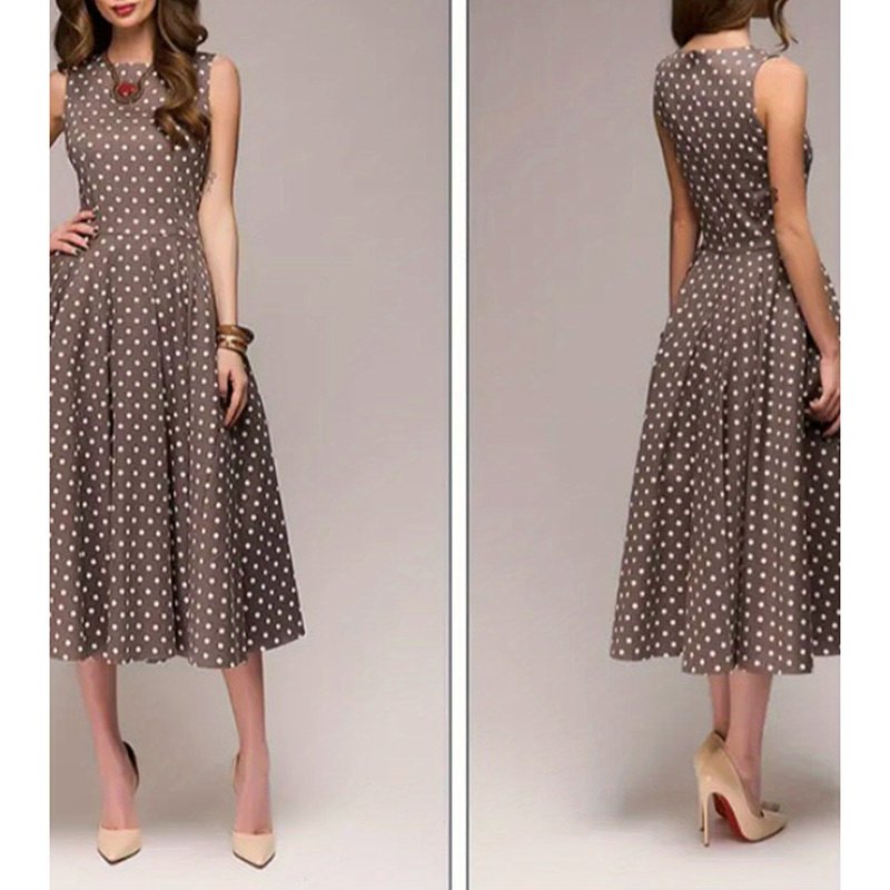 Women's Vintage Polka Dot Cocktail Party Dress - Image 10