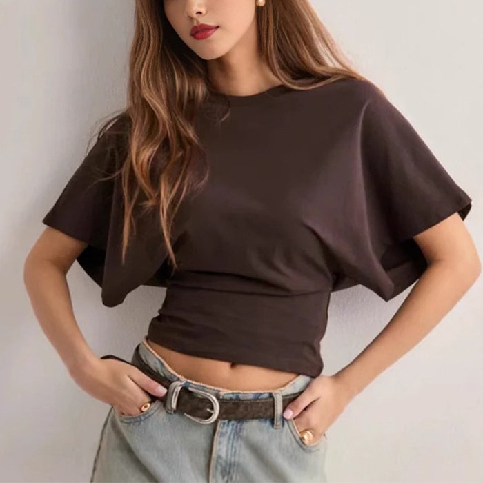 Summer Batwing Sleeve T-shirt Tops For Women Clothing - Image 9