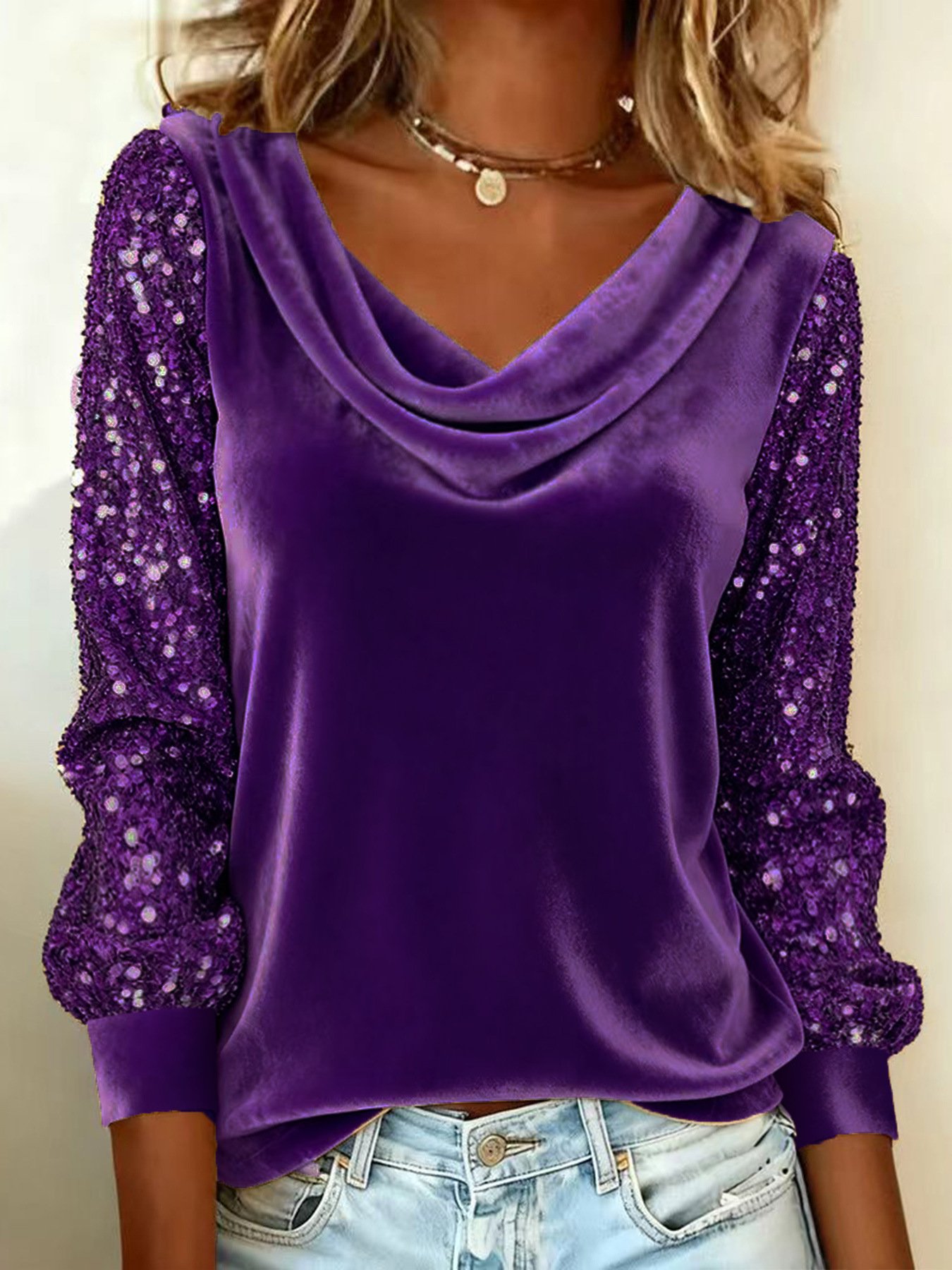 Elegant Velvet Long Sleeve Shirts For Women - Image 4