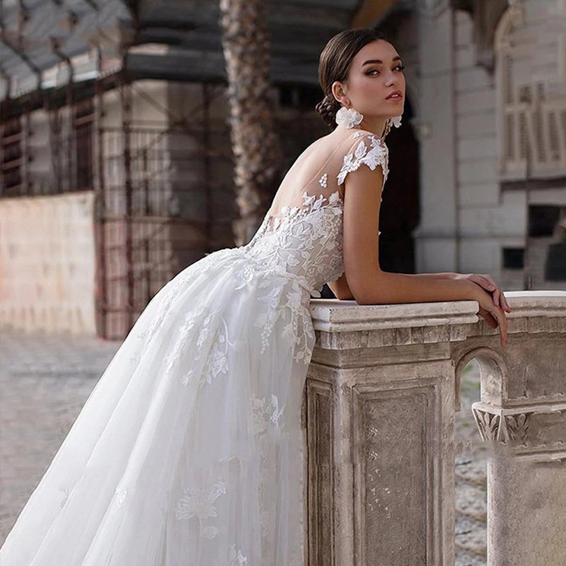 Dream Round Neck Slimming White With Fish Bridal Tail Wedding Dress Two-way Wear Activity Women - Image 2