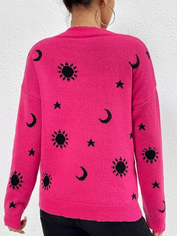 Jacquard Crewneck Pullover Knitted Sweaters For Women - Image 6