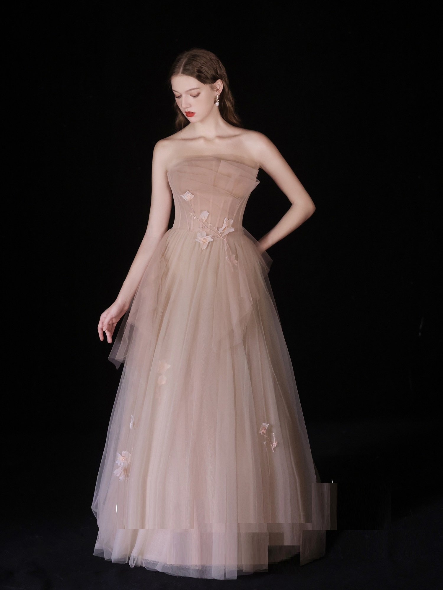 Bridal Wedding Dinner Tube Top Flower Dress For Women - Image 9