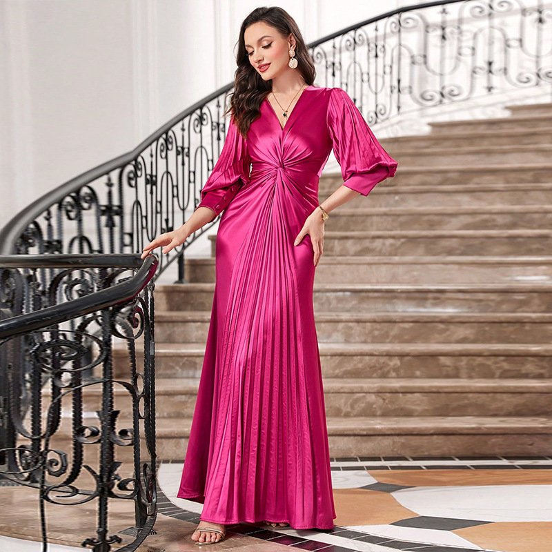 Slim Fit Lantern Sleeve Party Dress - Image 3