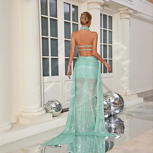 Halter Mop Sequined Party Dress - Image 6