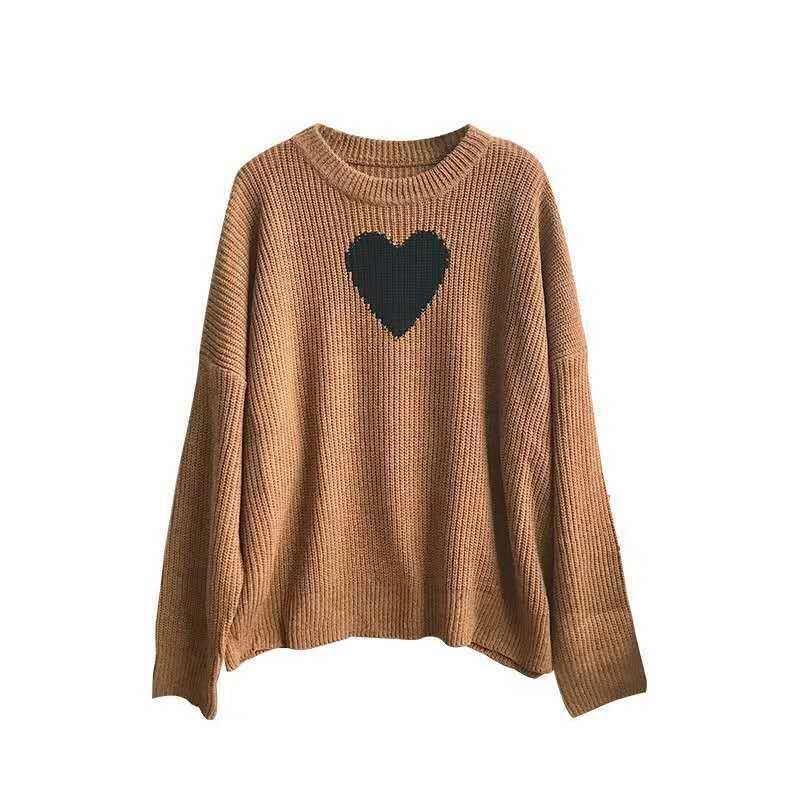 Casual Outer Wear Love Loose Sweater Women Round Neck Pullover Knit Top - Image 5