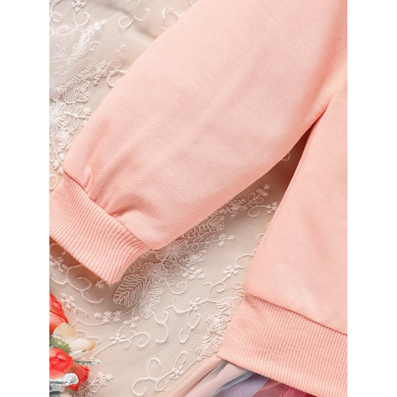 Baby Girls Rainbow Skirt Set Letters Embroidery Long Sleeve Sweatshirt Tops - Image 10