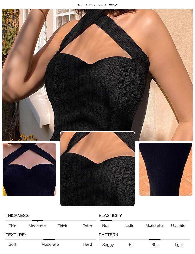 New Black Halter Dress Tube Top Elegant Cocktail Party Ladies Catwalk Evening Dress Women's Clothing - Image 2