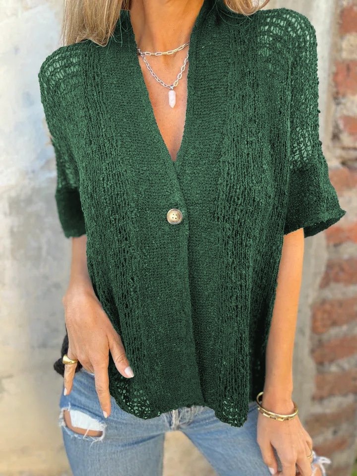V-neck Single-button Tops For Women Clothing - Image 7