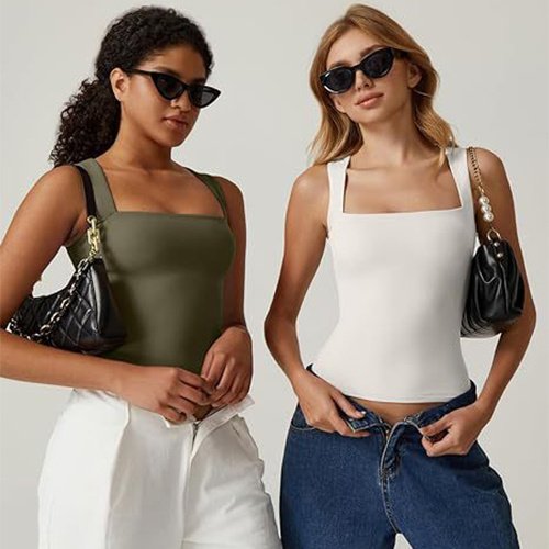 Summer Square-neck Tank Tops For Women Clothing - Image 5