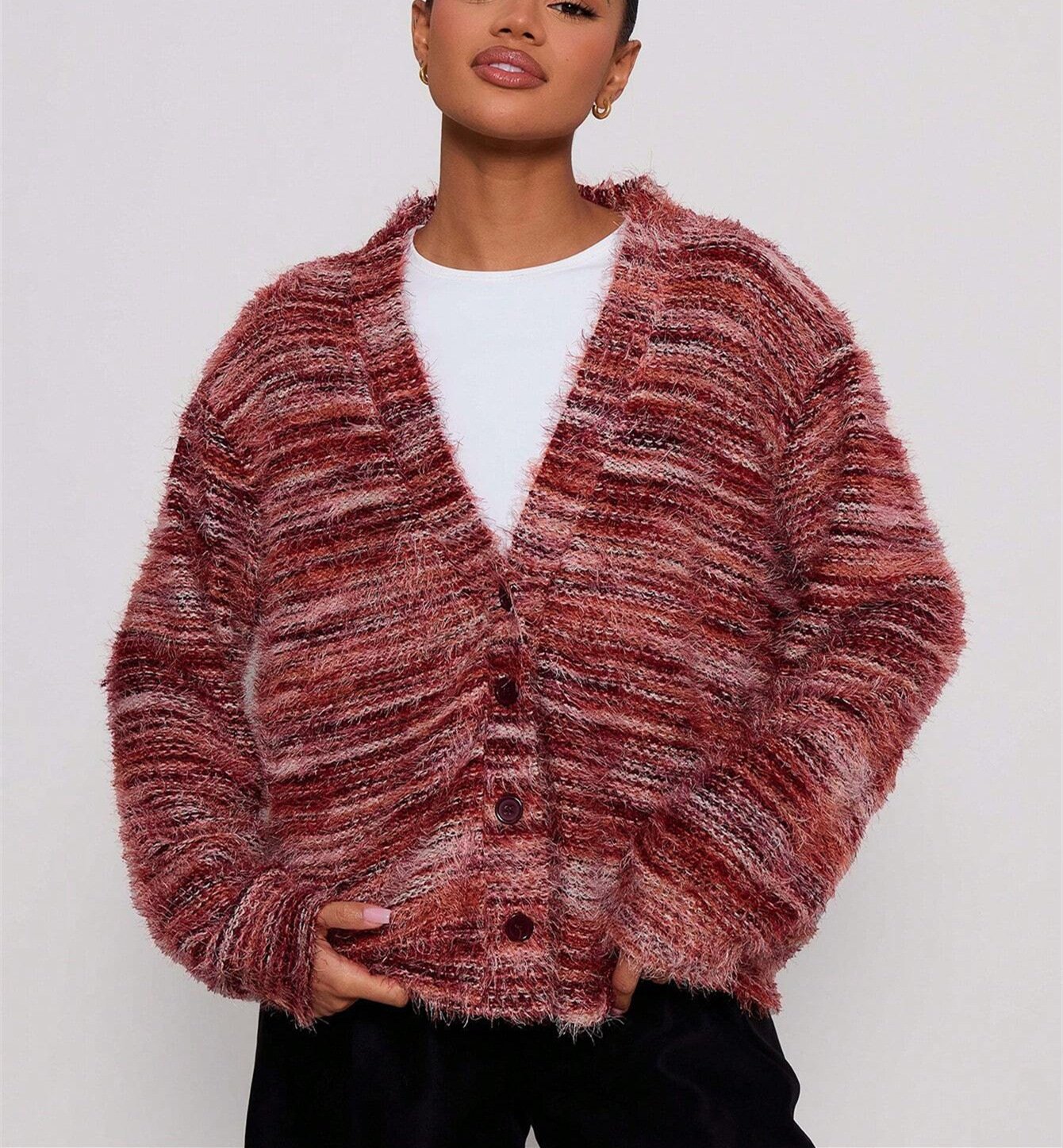 Winter Stripe Knitted Sweater Tops For Women - Image 9
