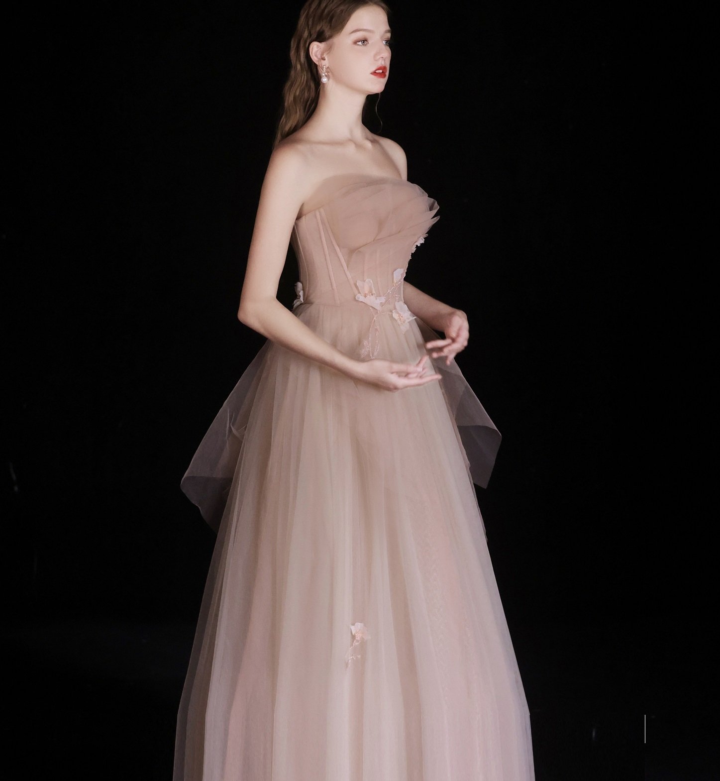 Bridal Wedding Dinner Tube Top Flower Dress For Women - Image 8