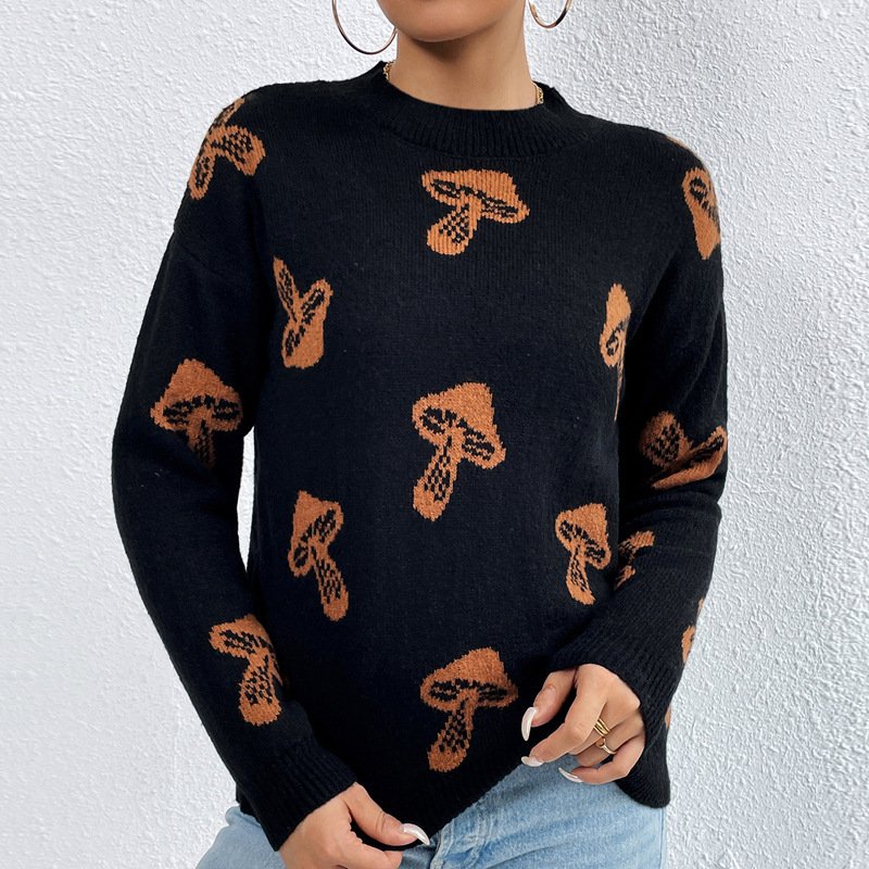 Jacquard Crewneck Pullover Knitted Sweaters For Women - Image 3