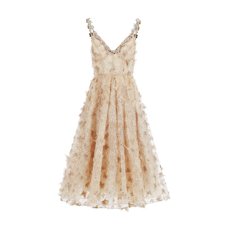 Women's Crystal Suspender Birthday Engagement Cocktail Dress - Image 2