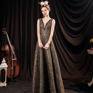 Women's Black Glitter Wedding Dress