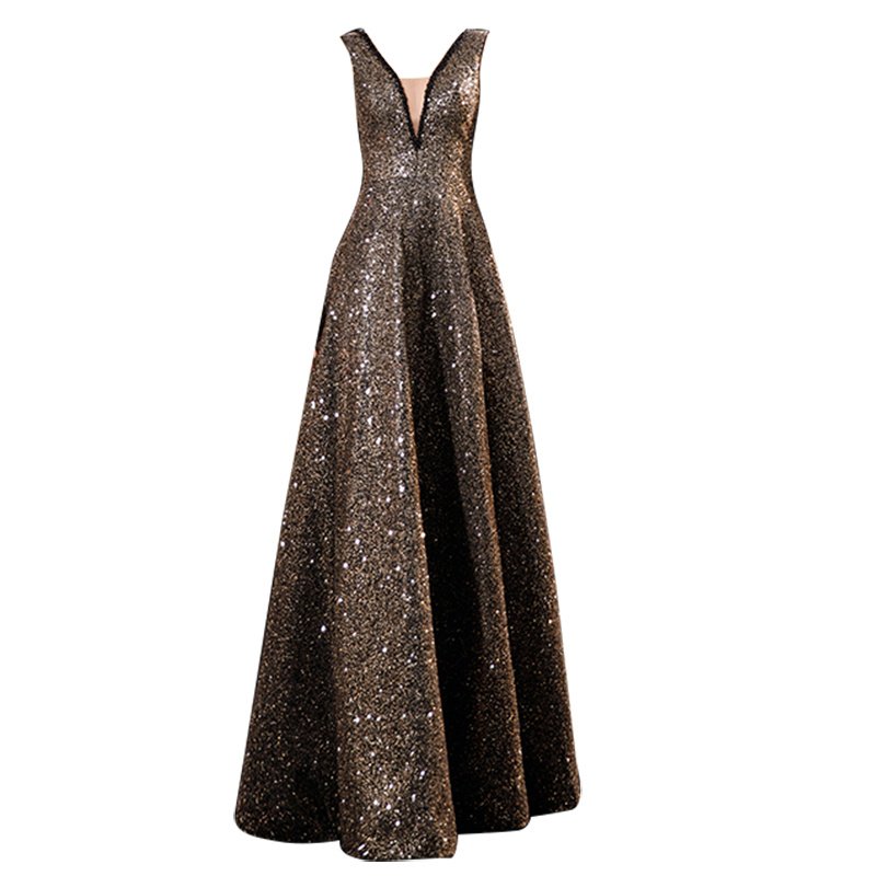 Women's Black Glitter Wedding Dress - Image 6
