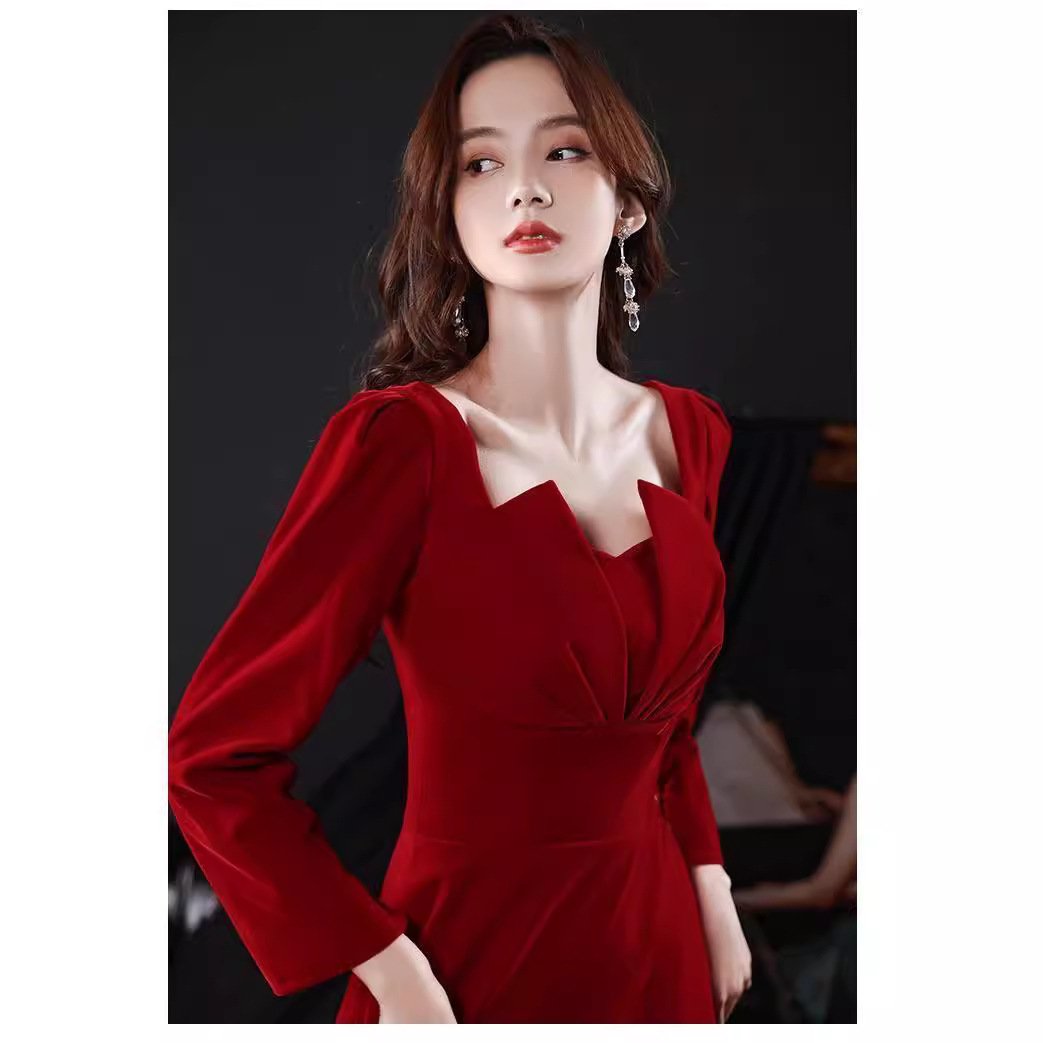 Burgundy Evening Dress For Women Petite Wedding & Engagement Gown - Image 4