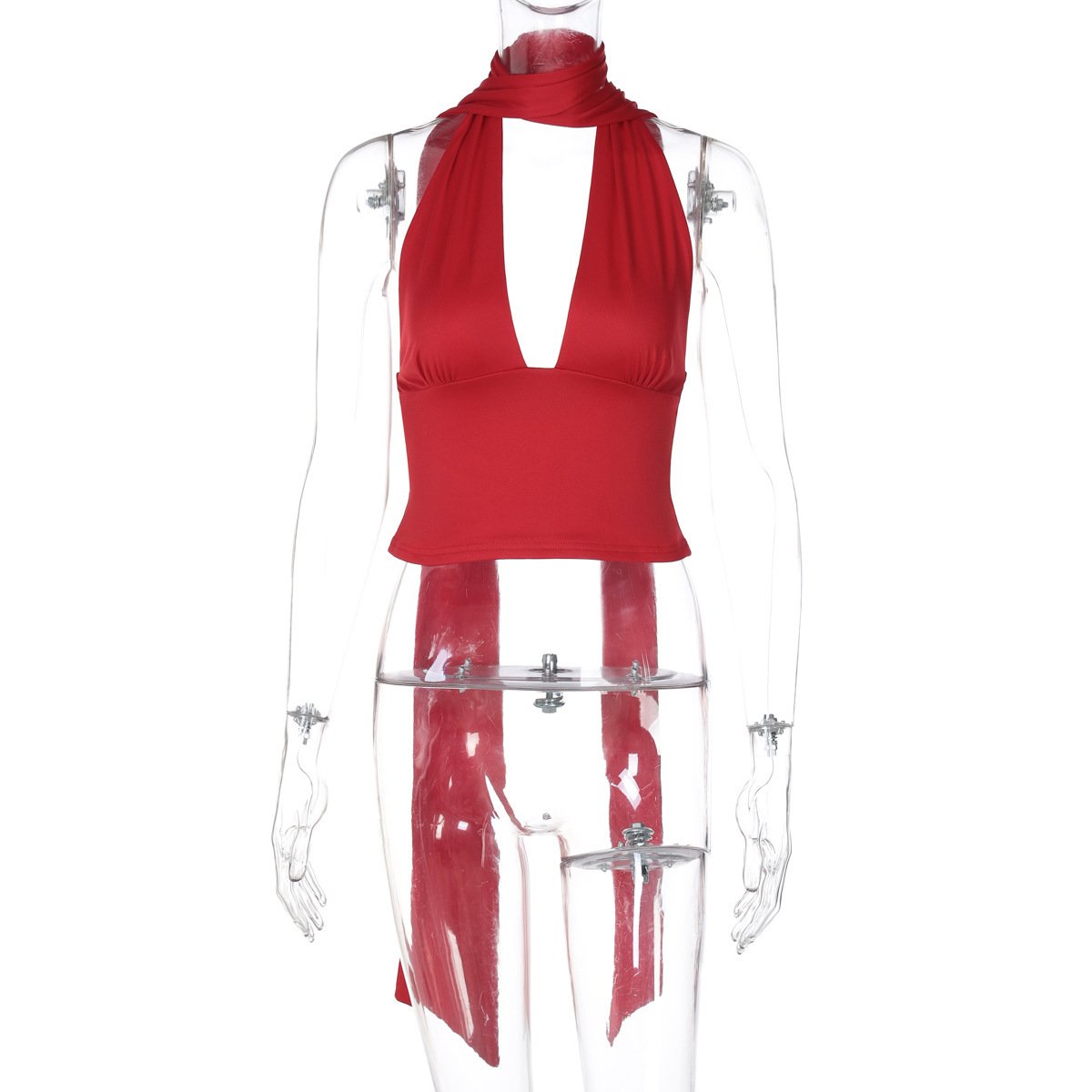 Deep V-neck Halter Tops Summer Fashion Y2K Sleeveless T-shirt For Women Clothing - Image 3