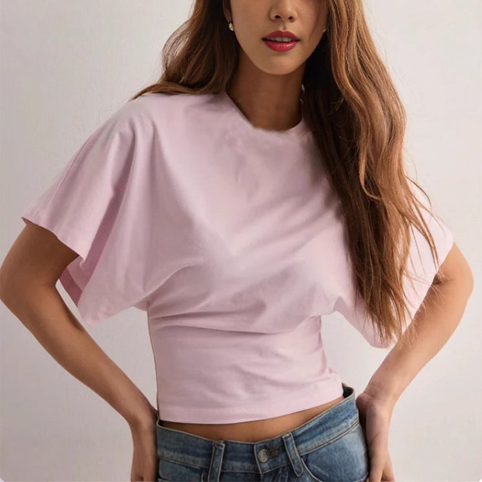 Summer Batwing Sleeve T-shirt Tops For Women Clothing - Image 6