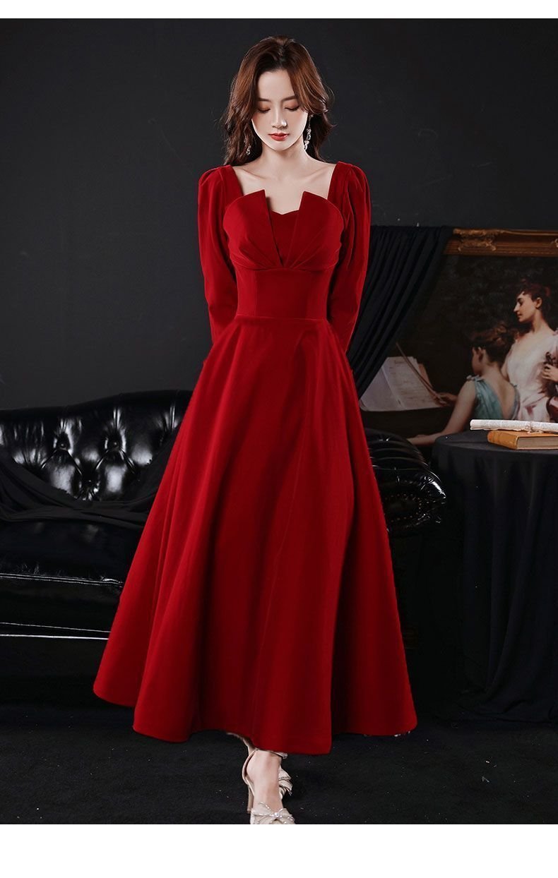 Burgundy Evening Dress For Women Petite Wedding & Engagement Gown - Image 6