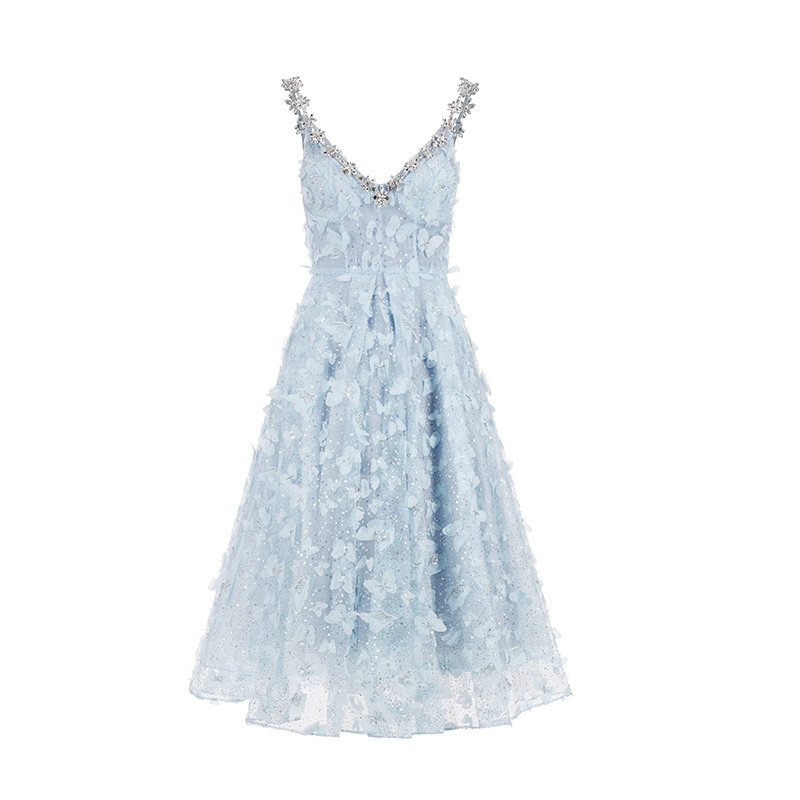 Women's Crystal Suspender Birthday Engagement Cocktail Dress - Image 3