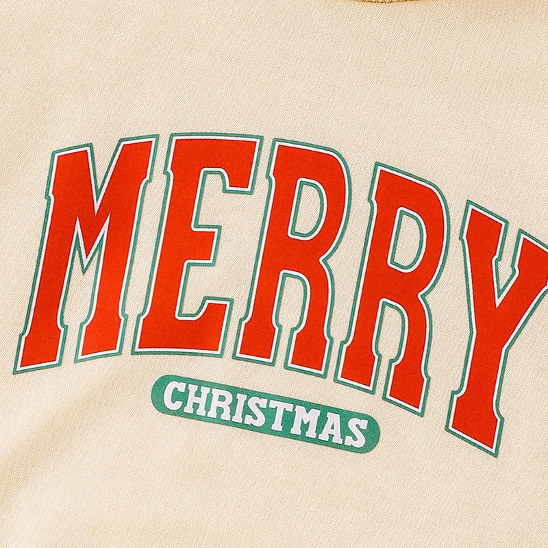 Baby Girls 2Pcs Christmas Outfits MERRY Christmas Letter Print Round Neck Long Sleeve Sweatshirt - Image 10