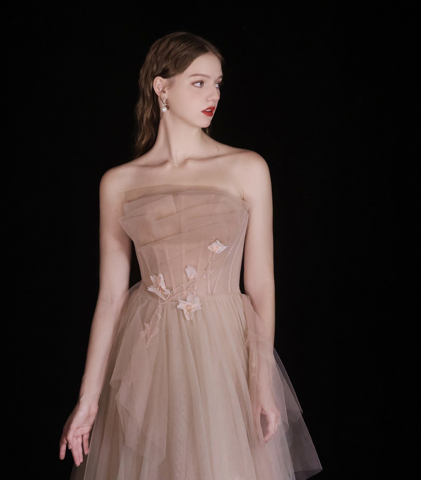 Bridal Wedding Dinner Tube Top Flower Dress For Women - Image 6