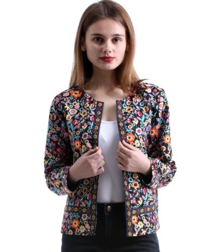 Floral round neck coat baseball uniform tops women - Image 5