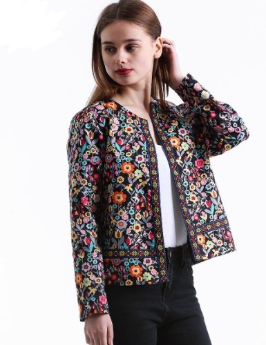 Floral round neck coat baseball uniform tops women - Image 6