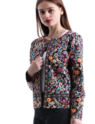 Floral round neck coat baseball uniform tops women - Image 3