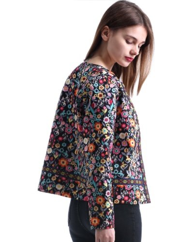 Floral round neck coat baseball uniform tops women - Image 4