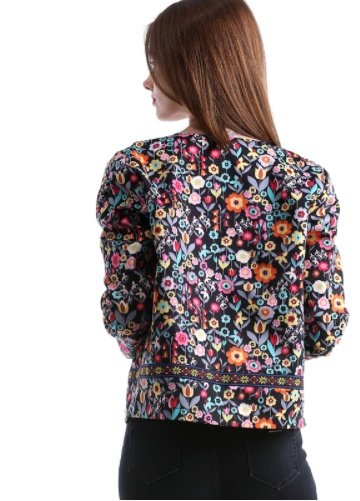 Floral round neck coat baseball uniform tops women - Image 2