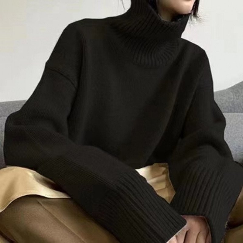 New Winter Wear Thick Soft Glutinous Loose High Collar Knitted Sweater For Women - Image 7