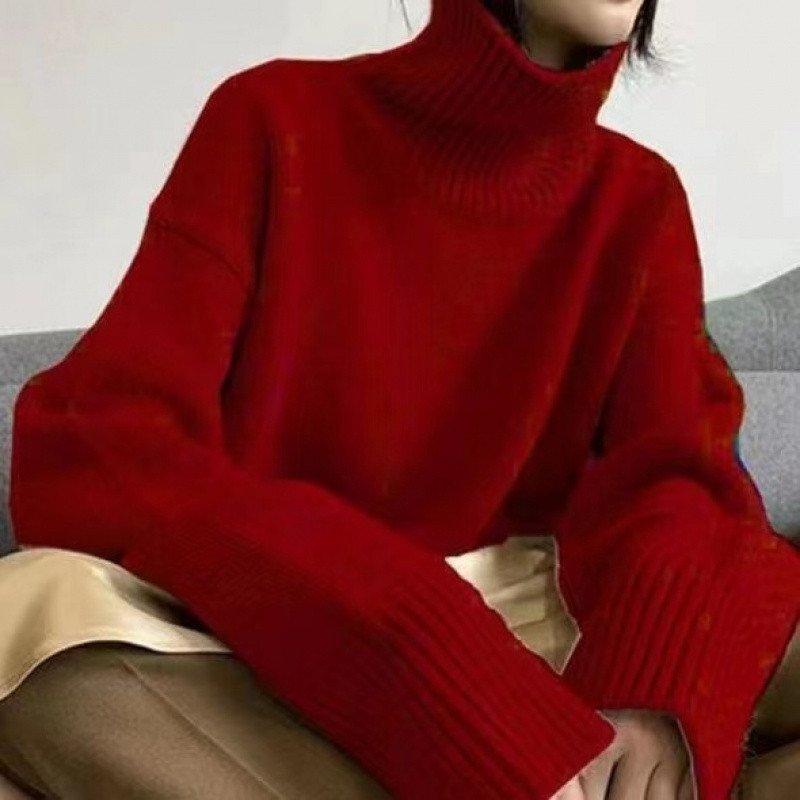 New Winter Wear Thick Soft Glutinous Loose High Collar Knitted Sweater For Women - Image 6
