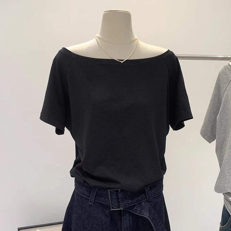 Hot Girl Style Off-neck Oblique Shoulder Tops Women - Image 2