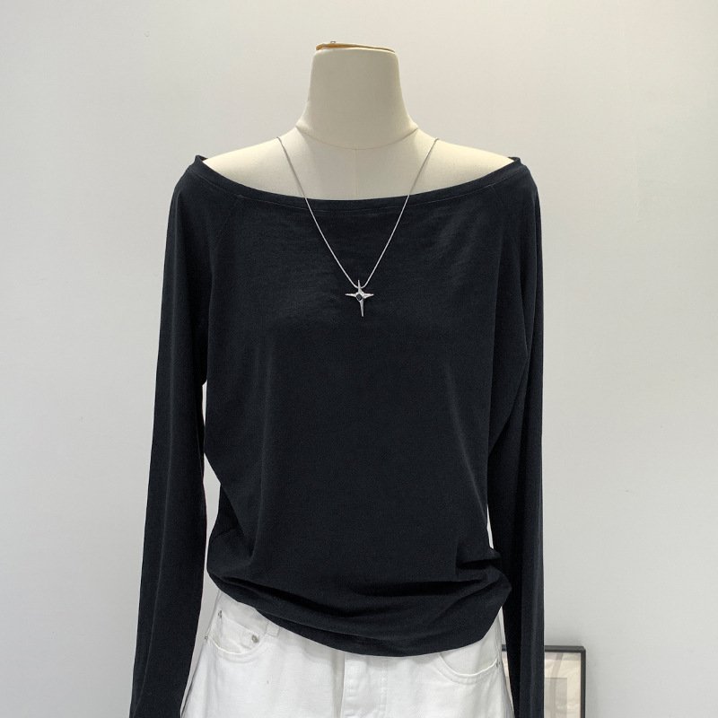 Hot Girl Style Off-neck Oblique Shoulder Tops Women