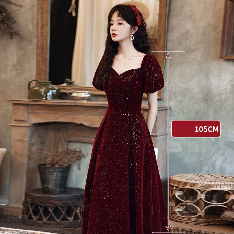 Toasting Dress Bridal red New Autumn and Winter Wedding Dress - Image 4