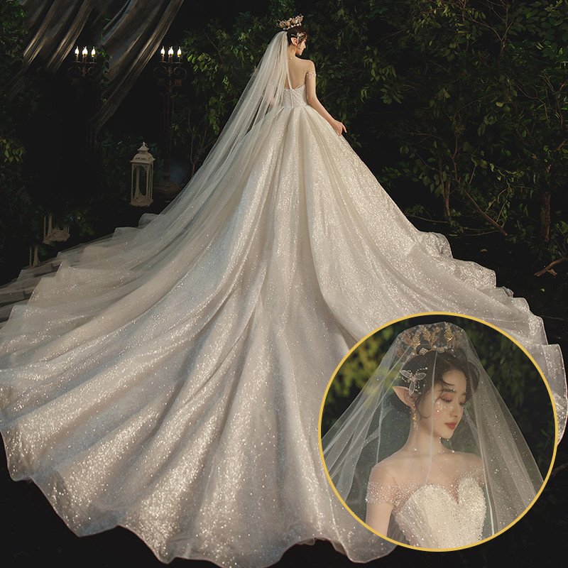 Women's Temperament Simple Bridal Bustier Trailing Dress - Image 3