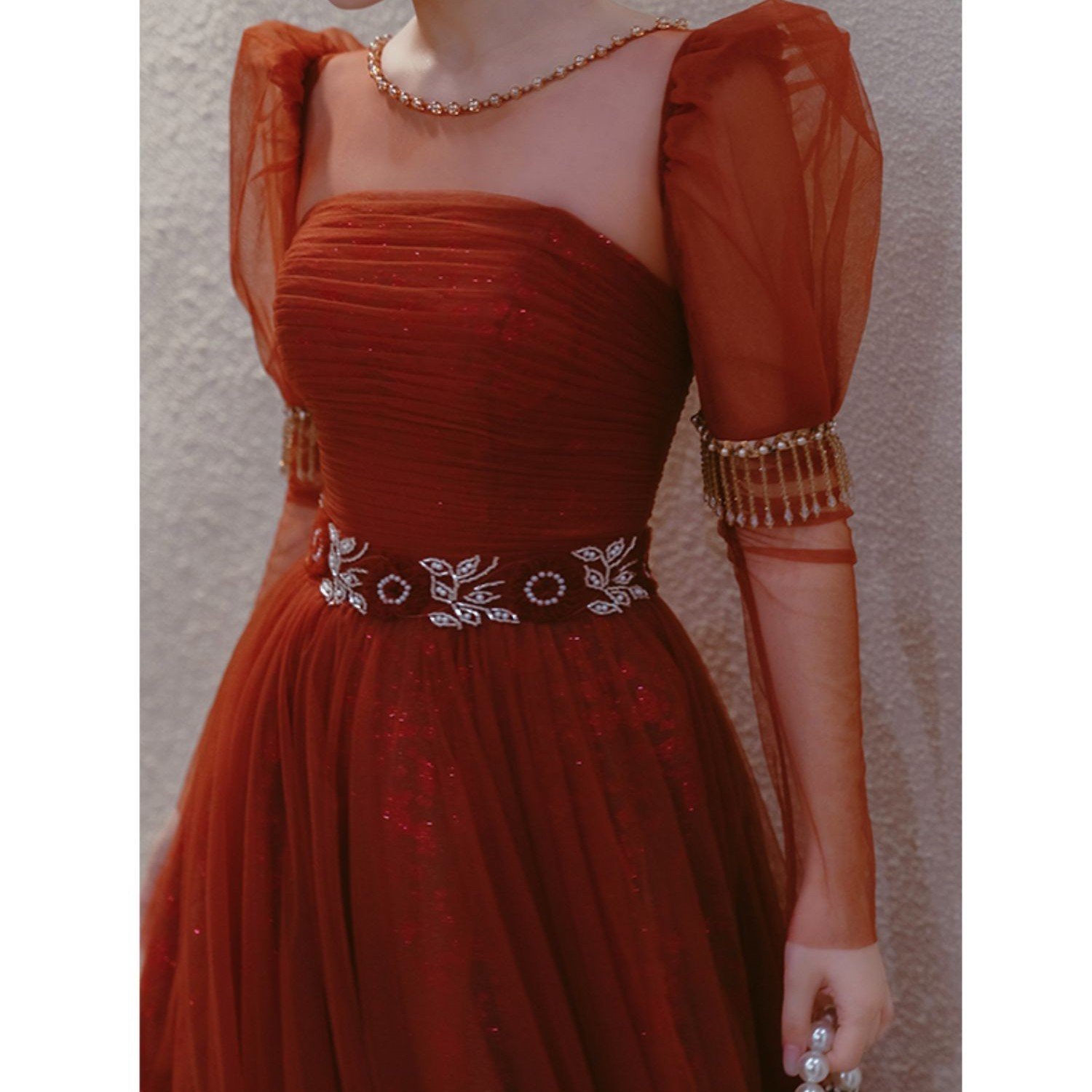 Autumn And Winter Toast Clothes New Long-sleeved Engagement Party Temperament Back To The Door Dress - Image 2