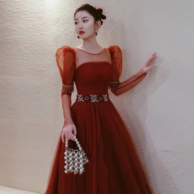 Autumn And Winter Toast Clothes New Long-sleeved Engagement Party Temperament Back To The Door Dress - Image 4