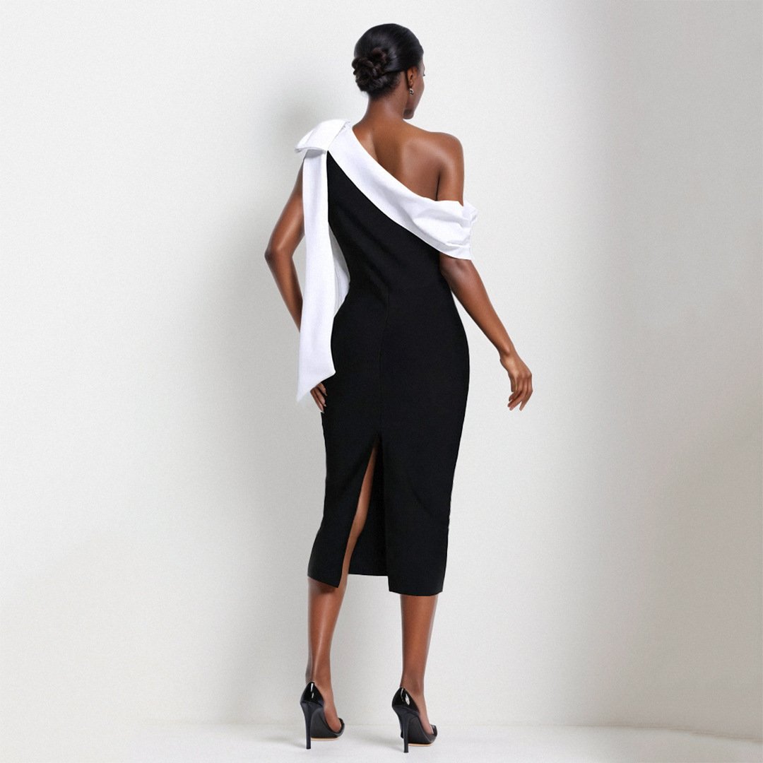 Women's Slim-fit Oblique Shoulder Bandage Niche Dress - Image 5