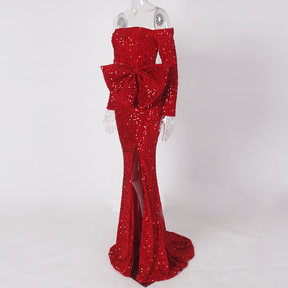 Wine Red Ladies Banquet Skirt Bridal Toast Dress - Image 6