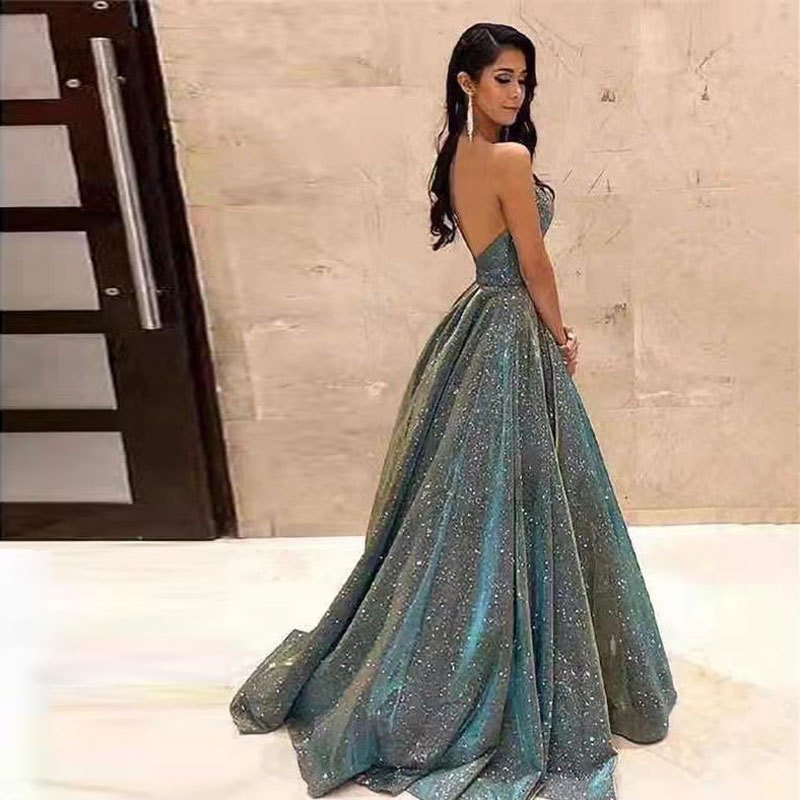 European And American New V-neck Tube Top Evening Dress - Image 2